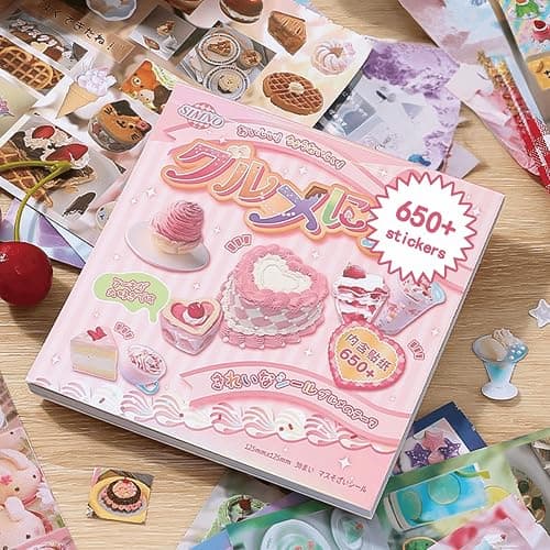 650+ Pcs Japanese Sticker Book- Aesthetic Cute Y2K Retro Sticker Book - Japanese Stationery Stickers for Scrapbooking, Journals, Planners, Water Bottles & Junk Journal Supplies - Image 1