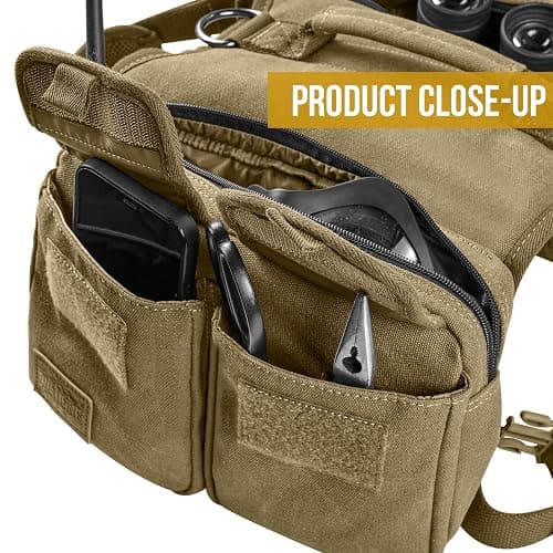 ONETIGRIS Dog Hiking Backpack, Dog Pack for Medium Large Dogs, HOPPY CAMPER 3.0 Dogs Saddle Bag Harness Outdoor Hiking (M, Brown) thumbnail 7