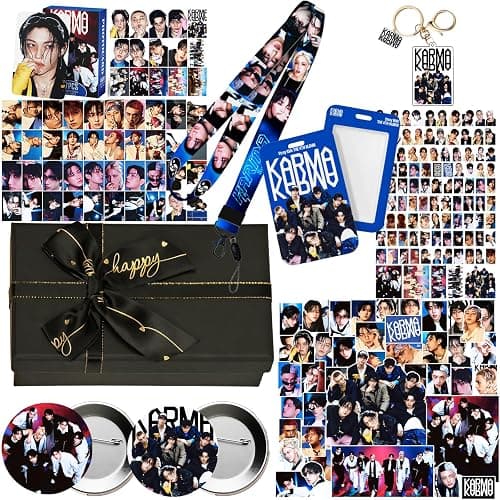 Stray Kids KARMA Album Gift Box Set, Including 55PCS KARMA Photocards, 100PCS Album Sticker Pack, 1 Lanyards, Card Holder, 1 Stray Kids Keychain and 2 Badge Gift for STAY Straykids Merch thumbnail 9
