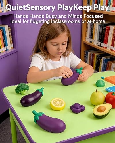 Stretchy Glue-Sand Filled Rubber, Latex Soft Decompression Toy,Squishy Toy, Fake Fruits and Vegetables,High-Elastic Stretchable, Decompression Toy for Adults and Children (Eggplant-2 Pack) thumbnail 7