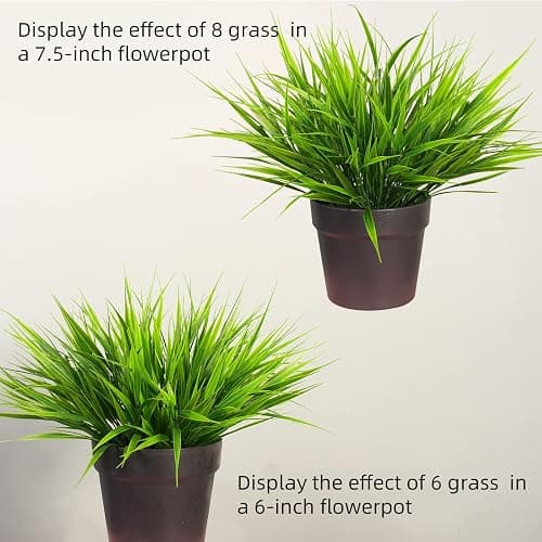 alyptus Artificial Grass Outdoor 12 Bundles Fake Plants Outside Green Onion Faux Greenery Shrubs for Front Porch Planters Pot Décor for Outdoors (Grass) thumbnail 4