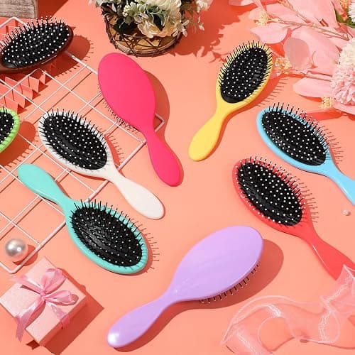 Suclain 30 Pieces Wet Hair Brushes for Women Travel Detangling Brush Soft Bristles with Cushion Base Drying Detangler Small Hair Brushes for Women, 10 Colors thumbnail 7