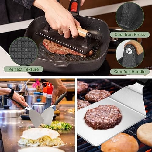 EWFEN 35PCS Griddle Accessories Kit, Flat Top Grill Accessories Set for Blackstone and Camp Chef, Grill Spatula Set with Enlarged Spatulas, Basting Cover, Scraper for Outdoor Barbecue thumbnail 5