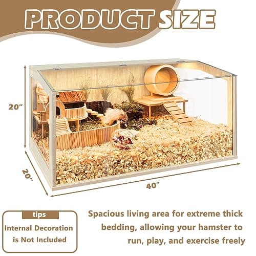 Hamster Cage Chewproof, Large Hamster Cages and Habitats, Openable Top with Acrylic Sheets, Solid Built thumbnail 3