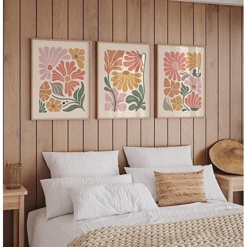 Boho Flower Wall Art Decor Abstract Floral Canvas Prints Botanical Plant Wall Art Pictures Minimalist Flower Market Painting Poster for Living foom Bedroom 16x24 Inch Unframed Set of 3 thumbnail 6