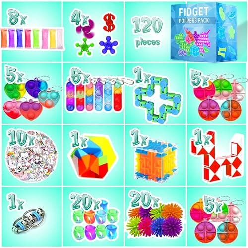 MOZACI Fidget Toys, 120 Pack Fidgets Set Stocking Stuffers for Kids Party Favors Autism Sensory Toy Bulk Adults Kids Boys Girls Teens Stress Autistic ADHD Anxiety Carnival Treasure Classroom Prizes thumbnail 4