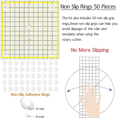 Quilting Rulers, 7 Piece Acrylic Ruler, Fabric Cutting Ruler (12.5"X12.5", 9.5"X9.5", 6"X6", 4.5"X4.5",12"x6.5",9"x3",12"x2"), Sewing & Quilting Templates thumbnail 3