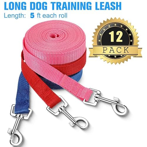 12 Pieces Long Training Leash for Dogs Bulk Nylon Puppy Chain Leash for Small Medium Large Dogs 3/4 Inch Puppy Traction Rope for Training Playing Camping Backyard (5 Feet) thumbnail 2