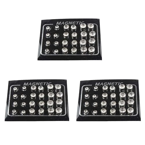 POFET 12 Pairs Crystal Studs Magnets Earrings No Piercing Ear Stud 4mm 6mm 7mm thumbnail 4