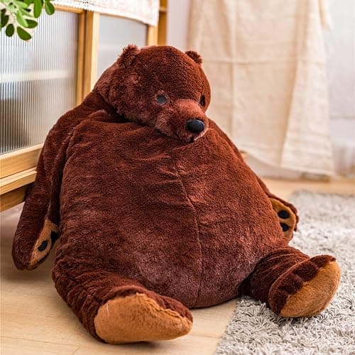 SNOWOLF Djungelskog Bear Giant Simulation Bear Toy Stuffed Animal Plush Doll Huge Cuddly Brown Teddy Bear for Home Decoration Valentine's Birthday Gift, 23.6 in/60 cm - Image 1