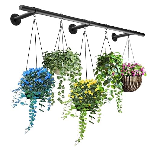 Hanging Planters Rod – Plant Hanger Indoor for Window Ceiling, Hanging Plant Shelf for Wall Planter House Plants, Plant Shelves Metal Holder Bar 63In (Pots, plants, chains not included) - Image 1