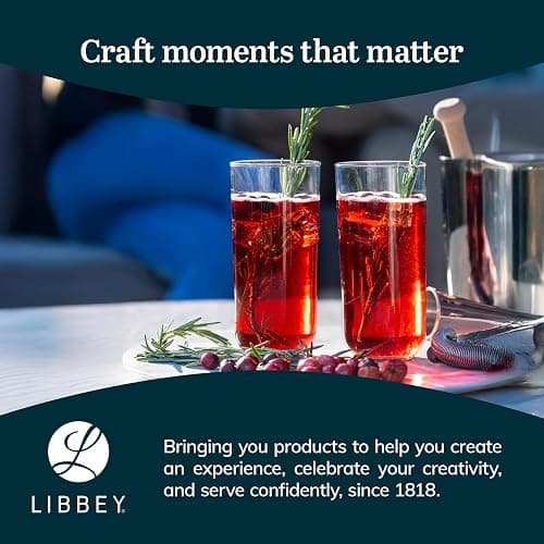 Libbey Polaris Tumbler and Rocks Glass Cups Set, Smoke Hue Mixed Drink Glasses with Straight Lines, Lead-Free, Drinkware Set of 16 for all Beverages thumbnail 6