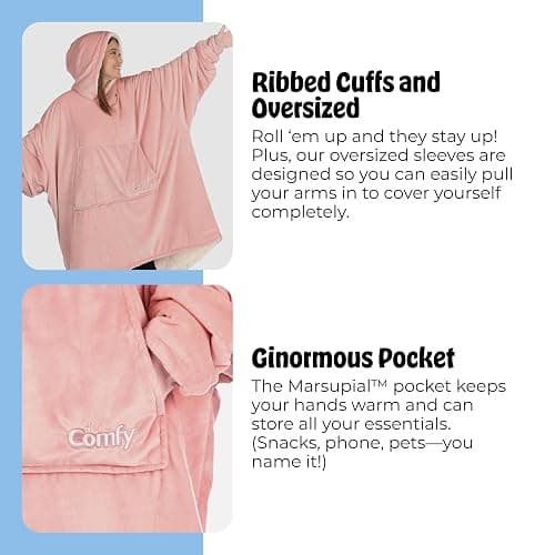 THE COMFY Original | Sherpa Lined Microfiber Fleece Wearable Blanket, Oversized Design with Hood and Pocket from Shark Tank thumbnail 5