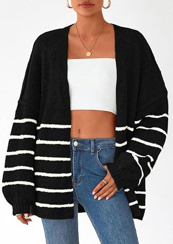 PRETTYGARDEN Womens Open Front Oversized Cardigan Sweaters | Soft Chunky Knit, Baggy Loose Fit, Long Lantern Sleeve Lightweight Sweater, Casual Daily Going Out, Fall Winter Outfits thumbnail 2