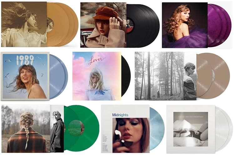 Taylor Swift: Taylor Swift 9 Album Record Collection "Taylor's Versions": Fearless, Red, Speak Now, 1989, Lover, Folklore, Evermore, Midnights and The Tortured Poets Department - Image 1