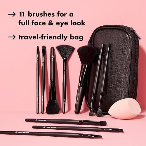 e.l.f. Full Face & Eye Makeup Brush Set with Travel Case, 11 Face & Eye Brushes For Creating A Full Face Makeup Look, Vegan & Cruelty-Free thumbnail 3