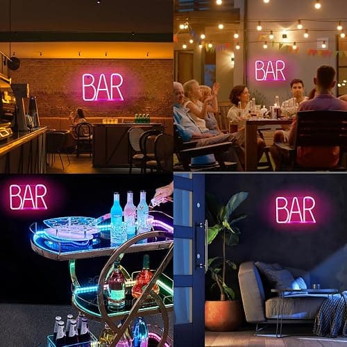 Neon Bar Signs For Home Bar, Led Party Wall Decor Usb Powered Man Cave Neon Light For Bar Cart Decor, Bistro, Club, Pub, Business, Valentine Gifts (pink) thumbnail 5