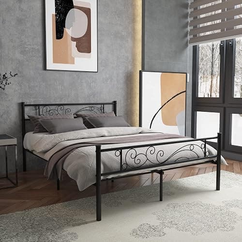 Weehom Metal Bed Frame with Headboard and Footboard Mattress Foundation No Box Spring Needed Full Platform Bed, Black thumbnail 3