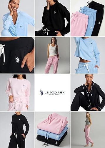 U.S. POLO ASSN. Summer Pajamas for Women Set | Short Sleeve Button Up Top and PJ Shorts - Bridesmaid Lounge Sets for Women thumbnail 8