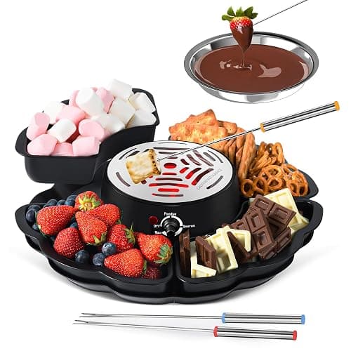 2 in 1 Electric S’mores Maker & Fondue Pot, Tabletop Indoor Smores kit with 4 Roasting Forks, 4 Detachable Trays & 1 Flameless Temperature-controlled Heater, Movie Night Supplies & Housewarming Gifts - Image 1
