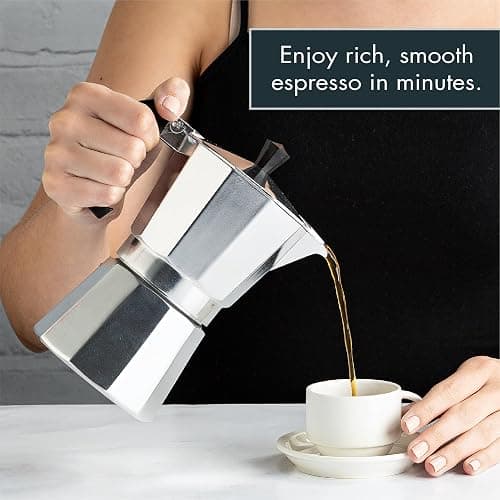 Primula Classic Stovetop Espresso and Coffee Maker, Moka Pot for Italian and Cuban Café Brewing, Greca Coffee Maker, Cafeteras, 6 Espresso Cups, Silver thumbnail 7