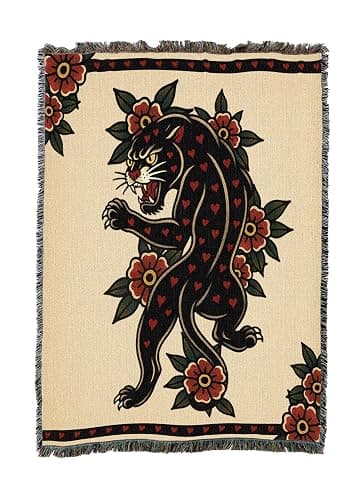 Pure Country Weavers Heart Breaker - Tattoo Design - Tapestry Throw Blanket Woven from Cotton - Made in The USA (50x60) - Image 1