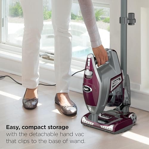 Shark HV322 Rocket Pet Plus Corded Stick Vacuum with LED Headlights, XL Dust Cup, Lightweight, Perfect for Pet Hair Pickup, Converts to a Hand Vacuum, with (2) Pet Attachments, Bordeaux/Silver thumbnail 4