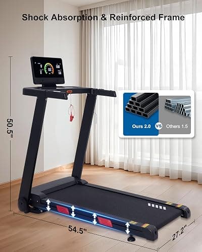 ATEEDGE Treadmill with Auto Incline, 20% Incline, 3.0HP, 10 MPH Running Machine, 18.5" Wide Belt, 350 lbs Capacity, Treadmill for Home with Bluetooth App thumbnail 5