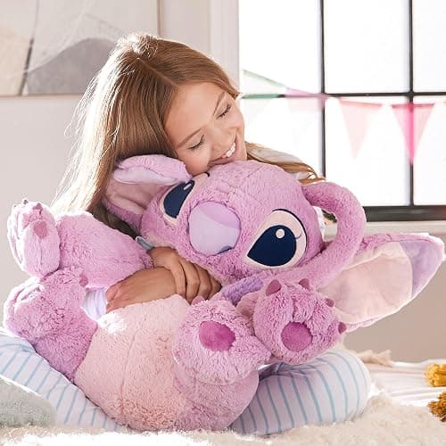 Disney Store Official Angel Large Soft Toy, Lilo and Stitch, 55cm/21”, Plush Cuddly Character, Pink Alien with Embroidered Details and Soft Feel Finish - Angel thumbnail 2