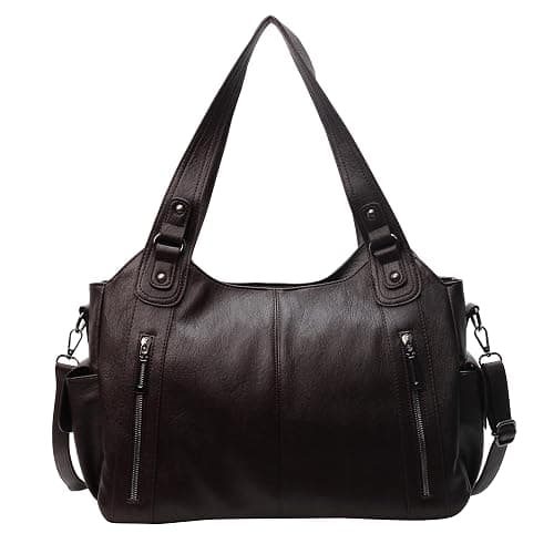 Leather Tote Bags for Women Slouchy Hobo Bag Vintage Punk Crossbody Bag Soft Leather Purse and Handbags Multi Pockets - Image 1