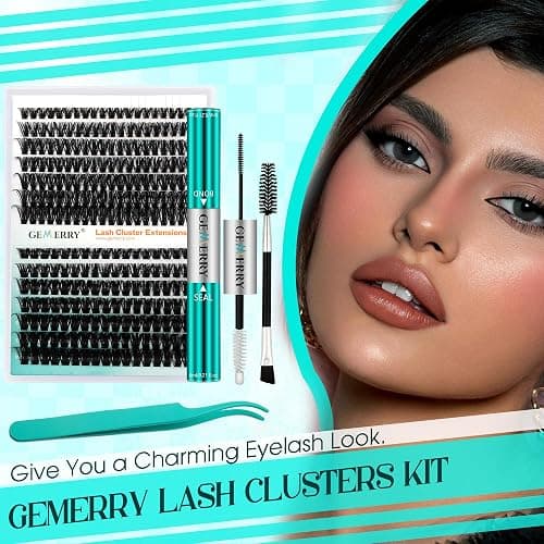 Lash Clusters Fluffy Cluster Lashes Extensions Thick 280pcs D Curl Eyelash Clusters DIY At Home Individual Lashes Extension by GEMERRY（80P-10-18mm) thumbnail 9