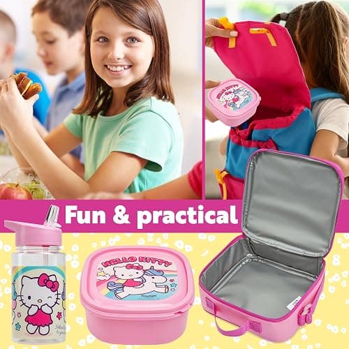 Get Trend Hello Kitty Kids Lunch Bag Set 3 Pc with Leak Proof Water Bottle and Small Lunch Box Insulated for School Daycare or Travel (Hello Kitty) thumbnail 3