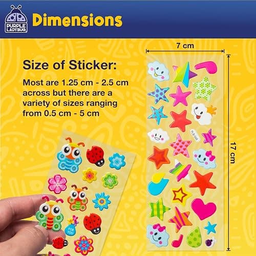Purple Ladybug 3D Puffy Stickers for Kids - 40 Sheets, 950+ Foam Stickers for Toddler Girls & Boys, Classroom & Teachers Must Haves, Boredom Buster - Back to School Gift for Kindergarten Girls & Boys thumbnail 2
