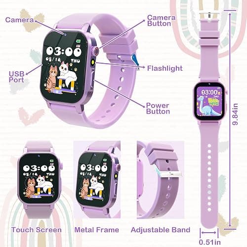 AIWIEP Kids Smart Watches Girls Gift for Age 5-12, Watch for Kids with 32 Games HD Touch Screen Video Camera Pedometer Music Player Flashlight 12/24 hr Toys for 5 6 7 8 9 Year Old Girl Birthday Gift thumbnail 7