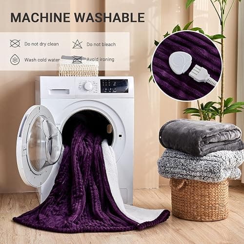 Qieryun Heated Blanket Electric Throw, Soft Flannel Heating Blanket with 8 Hours Auto Off 10 Fast Heating Levels Machine Washable Sherpa Heated Blanket with Overheating Protection thumbnail 6