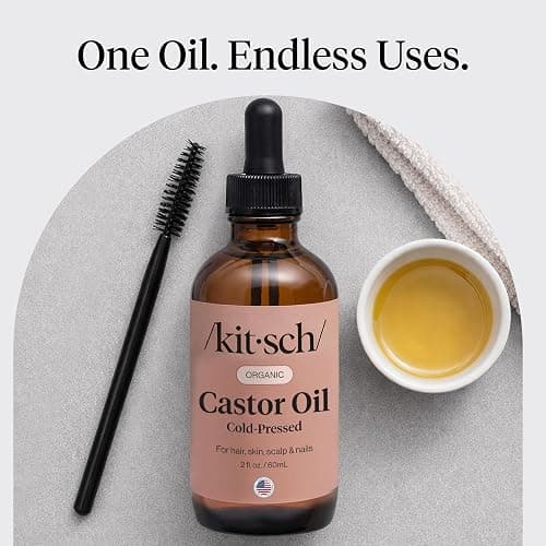 Kitsch Organic Castor Oil for Hair Growth - 100% Pure Castor Oil, Organic Cold Pressed Unrefined Glass Bottle for Face, Skin, Lashes, Brows, Scalp, Nails & Belly Button | Ideal Gifts for Women - 2 oz thumbnail 5