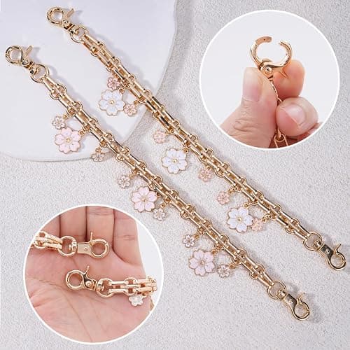 LuneClat Pearl Chain for Bag Charm - 2Pcs Cherry Bow Handle Straps Metal Replacement Chains for Handbags Purses Shoulder Bags thumbnail 3
