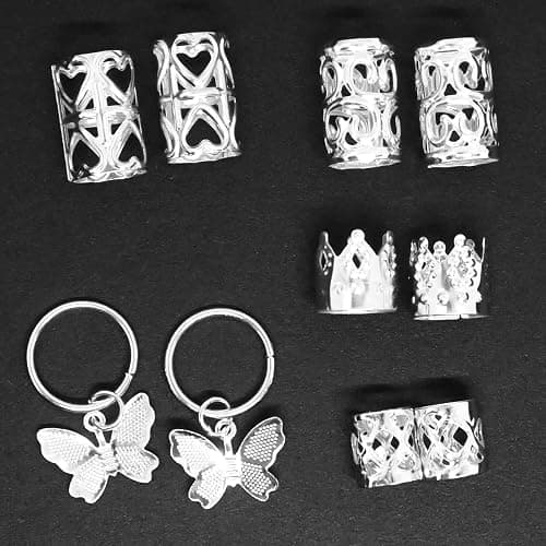 200 Pcs Hair Jewelry for Braids Accessories Loc Jewelry for Hair Dreadlock, Sliver Adjustable Cuffs Braiding Hair Rings Decoration thumbnail 7