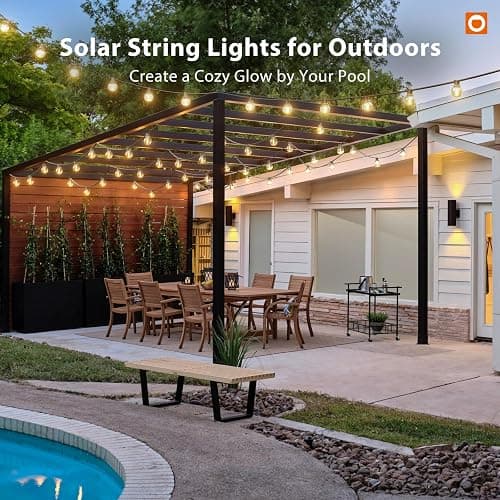 addlon 100FT Solar String Lights Outdoor with Remote, 54 LED Shatterproof Bulbs, Dimmable & Timable, 3 Light Modes, G40 Waterproof Solar String Lights for Outside Backyard Party Decor thumbnail 9