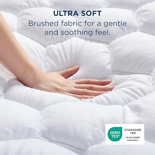 Bedsure Twin XL Mattress Pad - Soft Mattress Topper for College Dorm Room Essentials, Extra Long Twin Quilted Fitted Bed Cover Protector with 8-21 Inches Deep Pocket, Washable, White, 39x80 Inches thumbnail 2