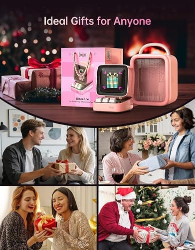 Divoom Ditoo Retro Pixel Art Game Bluetooth Speaker with 16X16 LED App Controlled Front Screen (Pink) thumbnail 2