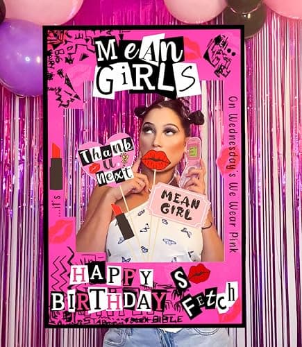 LaVenty Mean Girl Birthday Party Photo Booth Props Frame Mean Girl Party Decoration Y2k Birthday Party Decorations Hot Pink Girls Birthday Party Supplies thumbnail 7