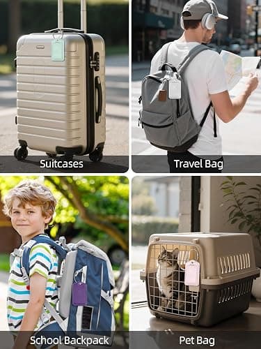 Luggage Tags, Works with Apple Find My, Leather Suitcase Tag, Rechargeable | Luggage Tag for Suitcases, Travel Bags, Backpack, Bag Tags for Travel with Privacy Flap, Smart Luggage Tracker, Gray thumbnail 9