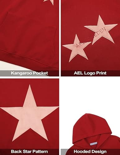 Aelfric Eden Star Hoodies Y2k Oversized Graphic Hoodies Aesthetic 90s Crewneck Sweatshirt Long Sleeve Pullover Tops thumbnail 5