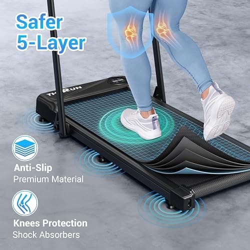 Tapis Roulant Pliable Tapis de Course Electrique 10KM/H Vitesse Réglable Ultra Silencieux avec télécommande et écran LCD pour Maison/Bureau - Pliable Noir thumbnail 6