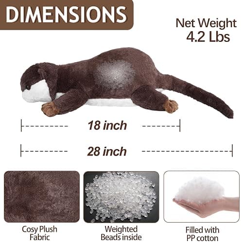CSVBTRF Weighted Stuffed Animals, 4.1 lbs 18" Otter Plush Hugging Pillow, Otter Stuffed Animal Gifts for Kids Boys and Girls thumbnail 3