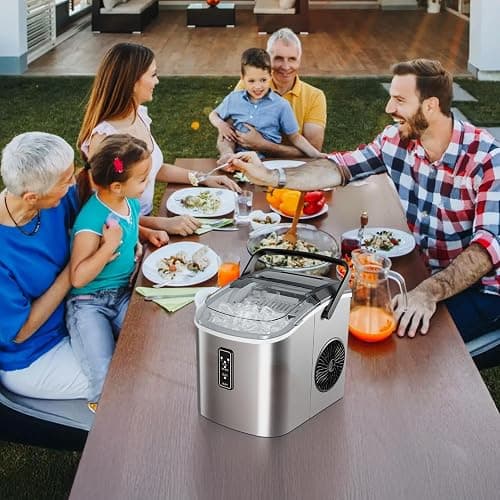 EUHOMY Ice Maker Countertop, 9 Cubes Ready in 6 Mins, 26lbs/24H, Self-Cleaning, Portable Ice Maker Machine with Carry Handle, Basket and Scoop, 2 Sizes of Bullet Ice for Home, Kitchen, Office thumbnail 9