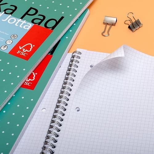 Pukka Pad, A4 Squared Metallic Jotta Book Bulk 1 Pack – 29.7 x 23cm – Wirebound Notebook with 80GSM Paper – Features 4-Hole Punch Margins and Perforated Edges - 200 Pages, Green thumbnail 5