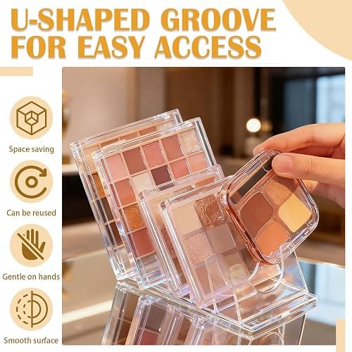 LOURCQVO Makeup Organizer, Slanted Eyeshadow Palette Organizers with 5 Slot Display Cases, Cosmetic Make Up Storage Holder Fit Cd, Vanity, Drawer, Counter, 4 Pack thumbnail 5