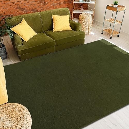 Amearea Modern Area Rugs for Bedroom Living Room, 4x6 Feet Olive Green Thickened Memory Foam Rug, Fluffy Indoor Washable Rugs Non Slip Minimalist Carpet for Kids Boys Girls Dorm Nursery Room Decor thumbnail 9